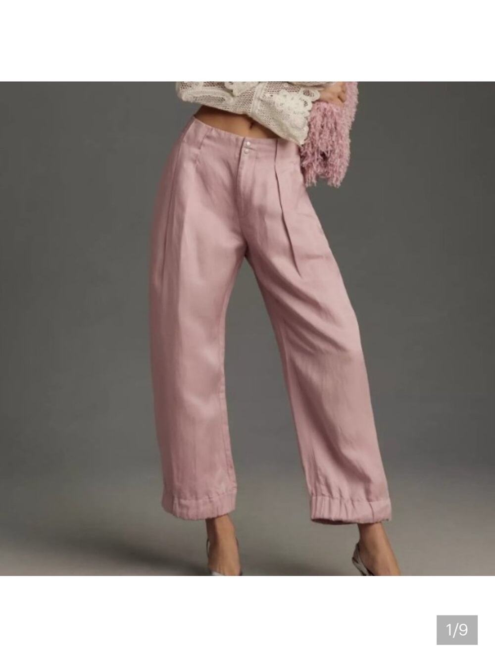 Anthropologie Pink Cinched Hem Cropped Pants